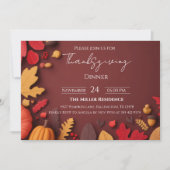 Invitation de dîner de Thanksgiving automnal rusti (Devant)