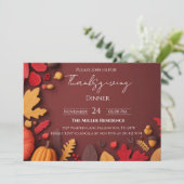 Invitation de dîner de Thanksgiving automnal rusti (Debout devant)