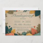 Invitation de dîner de Thanksgiving automnal rusti (Devant)