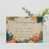 Invitation de dîner de Thanksgiving automnal rusti (Debout devant)
