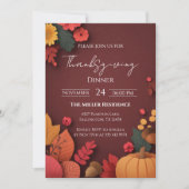 Invitation de dîner de Thanksgiving automnal rusti (Devant)