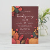 Invitation de dîner de Thanksgiving automnal rusti (Debout devant)