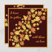 Invitation de dîner de thanksgiving de feuille (Devant / Derrière)