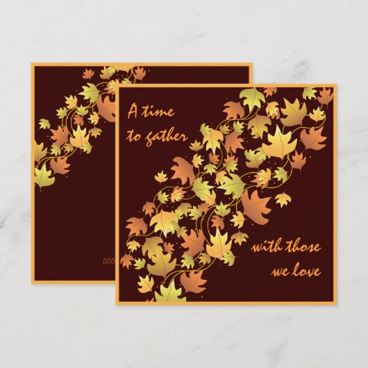 Invitation de dîner de thanksgiving de feuille (Devant / Derrière)