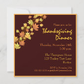 Invitation de dîner de thanksgiving de feuille (Dos)