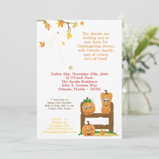 invitation de dîner de thanksgiving de l'automne (Debout devant)