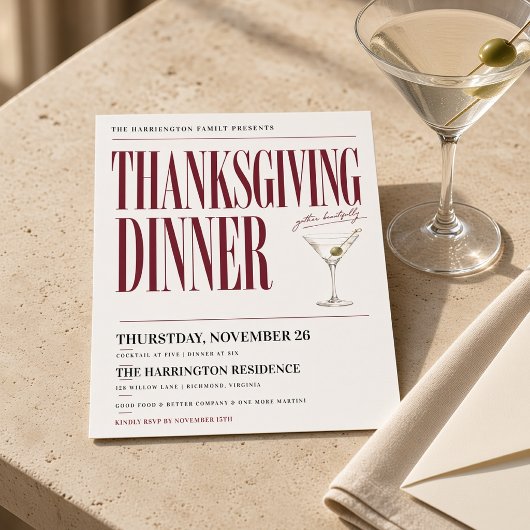 Invitation de dîner de Thanksgiving Editorial Mart