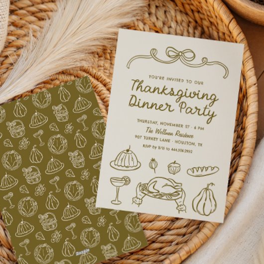 Invitation de dîner de Thanksgiving fantaisiste de