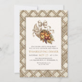 Invitation de dîner de Thanksgiving rustique à la (Devant)