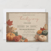 Invitation de dîner de Thanksgiving rustique modif (Devant)