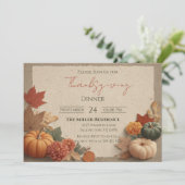 Invitation de dîner de Thanksgiving rustique modif (Debout devant)