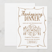 Invitation de dîner de Thanksgiving Vintage (Devant / Derrière)