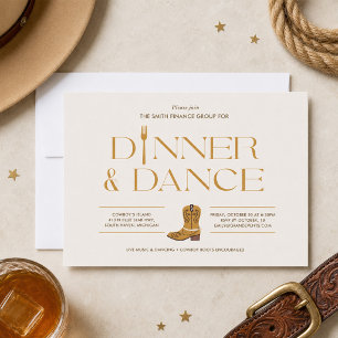 Invitation de dîner et de danse western Bottes de