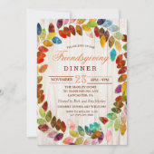 Invitation de dîner Friendsgiving aux feuilles d'a (Devant)