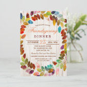 Invitation de dîner Friendsgiving aux feuilles d'a (Debout devant)