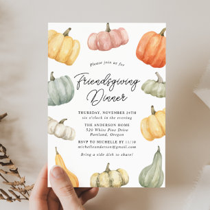 Invitation de dîner Friendsgiving avec amis citrou
