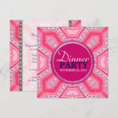 Invitation de dîner Geometric Tech rose lilas (Devant / Derrière)