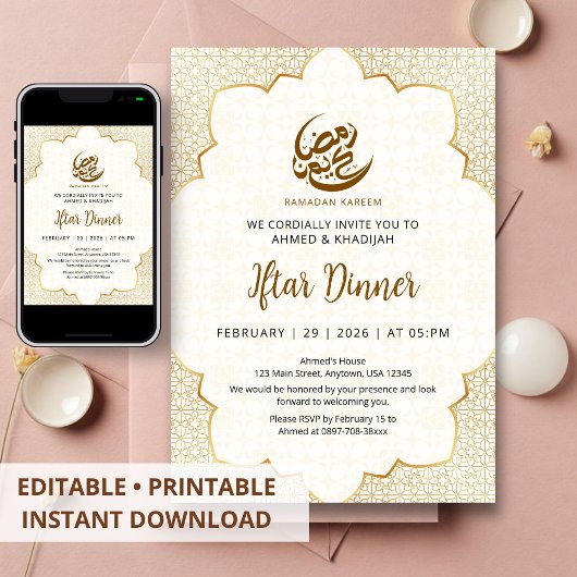 Invitation de dîner Iftar de Ramadan à dentelle do