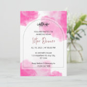 Invitation de dîner Iftar ramadan aquarelle rose (Debout devant)