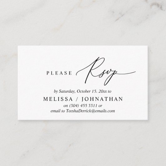 Invitation de dîner Mariage RSVP romantique modern (Devant)