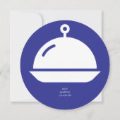 Invitation de dîner ronde bleue et blanche (Dos)