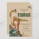 Invitation de Dinosaur 3e anniversaire (Devant / Derrière)