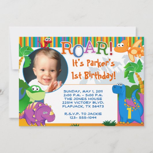 Invitation de dinosaures - Anniversaire de enfant (Devant)
