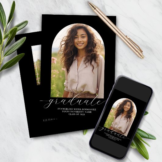 Invitation de diplôme 2 Photos Arch - Noir