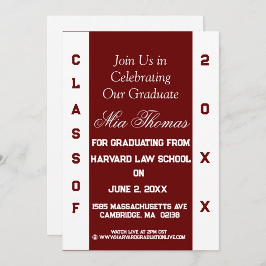 Invitation de diplôme à deux tons (Devant / Derrière)