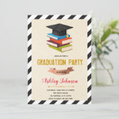 invitation de diplôme à thème du livre (Debout devant)