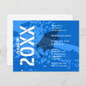 Invitation de diplôme ABB231 Abstrait bleu (Devant / Derrière)