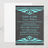 Invitation de diplôme Aqua Deco Chalkboard (Devant / Derrière)