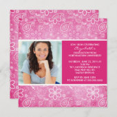 Invitation de diplôme avec photo Paisley rose (Devant / Derrière)