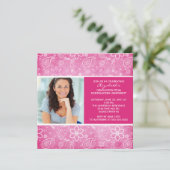 Invitation de diplôme avec photo Paisley rose (Debout devant)