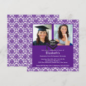 Invitation de diplôme avec photo Purple & White Da (Devant / Derrière)