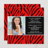 Invitation de diplôme avec photo Red Zebra Imprime (Devant / Derrière)