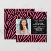 Invitation de diplôme avec photo rose Zebra Imprim (Devant / Derrière)