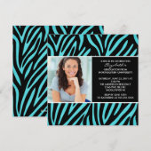 Invitation de diplôme avec photo Turquoise Zebra (Devant / Derrière)