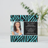 Invitation de diplôme avec photo Turquoise Zebra (Debout devant)