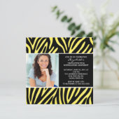Invitation de diplôme avec photo Zebra Jaune (Debout devant)