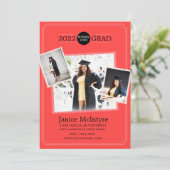 Invitation de diplôme avec photos Rouge (Debout devant)