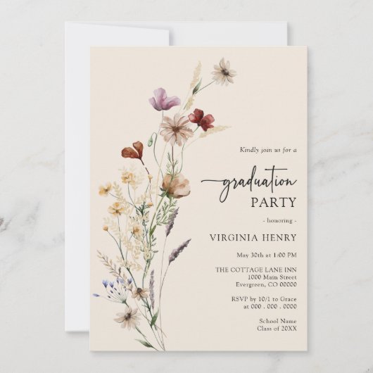 Invitation de diplôme Boho (Devant)