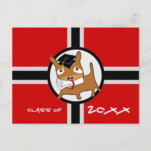 Invitation de diplôme Carte postale Chiot rouge 1 (Devant)