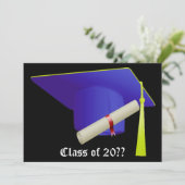 Invitation de diplôme Casquette bleu (Debout devant)