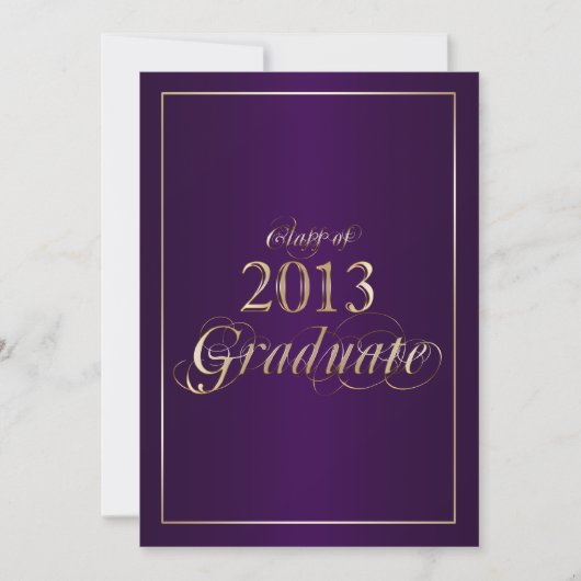 Invitation de diplômé Classy Purple et Or 2013 (Devant)