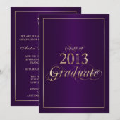 Invitation de diplômé Classy Purple et Or 2013 (Devant / Derrière)