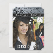 Invitation de diplôme de Black Funky Elegant Swirl (Devant)