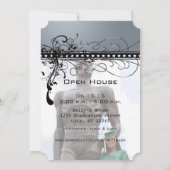 Invitation de diplôme de Black Funky Elegant Swirl (Dos)