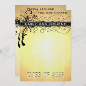 Invitation de diplôme de Black Funky Elegant Swirl (Devant / Derrière)