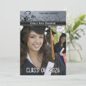 Invitation de diplôme de Black Funky Elegant Swirl (Debout devant)